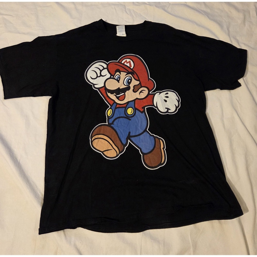 Nintendo Super Mario Graphic T-Shirt Black Short Sleeve Men's [Size] Video Game